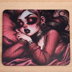 Dreamy Gothic Illustration - Red and Black Mousepad